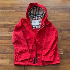 Burberry Kids Hooded Red Jacket - 10Y